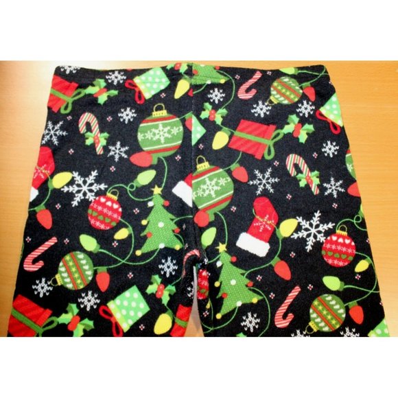 Womens Juniors Faded Glory Ankle Leggings Large 12-14 Christmas Ornaments Black - Picture 5 of 7